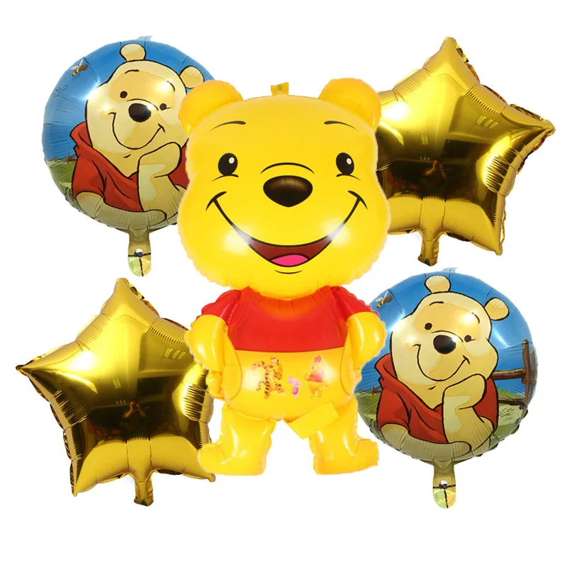 5Pcs Cartoon Winnie Bear Foil Balloons Happy birthday decorations the poohs air balls wedding decoration Children classic toy