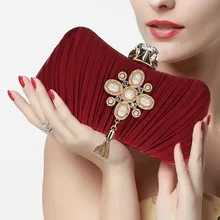 Бордовый женский атласный чехол Свадебная вечерняя сумка клатч сумка для вечеринок Макияж сумка на плечо 031271-4