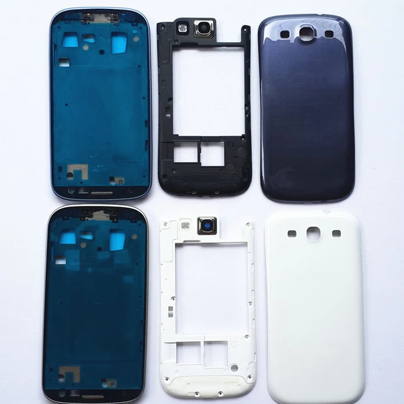 Полный Корпус для samsung Galaxy S3 I9300 s3 neo 9300i 9301i передняя рамка+ средняя рамка+ крышка аккумулятора запчасти для ремонта двери