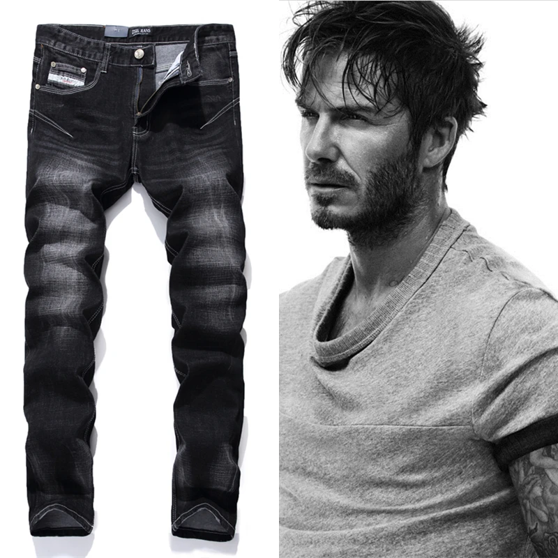 Black Printed Jeans Men Fashion Designer Logo Brand Jeans Trousers High quality Mens Jeans Slim Straight Denim Jeans Man F702