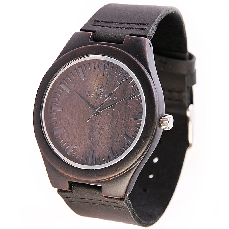 

erkek kol saati 2019 Brand REDEAR Men's Unique Design Wooden Watches with Soft Leather Band Men Wristwatch relogio masculino