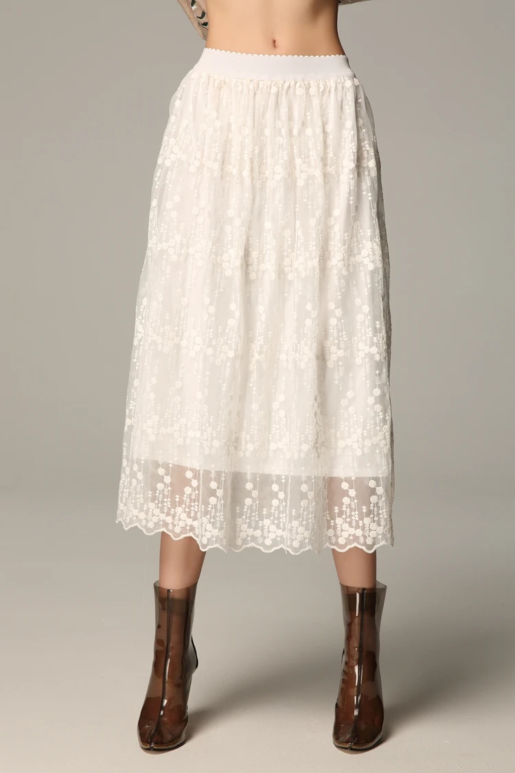 Женское кружевное черно-белое однотонное платье до середины икры с кружевом длиной 80 см универсальное платье нижнее белье