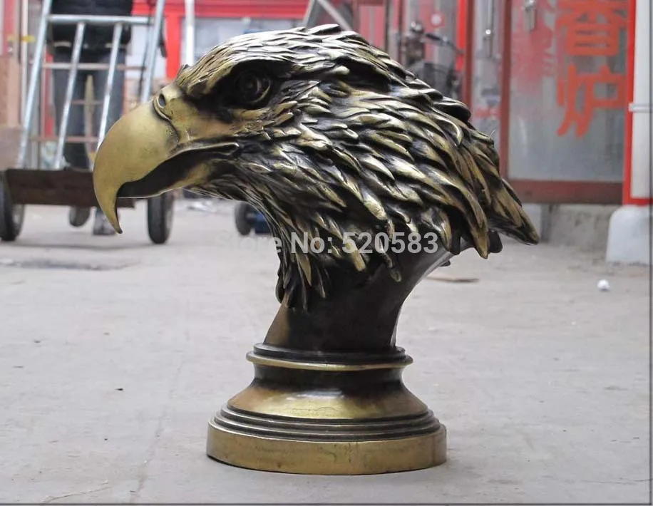 

15"China ART Bronze Eagle Predatory d of prey Accipitridae hawk bust statue