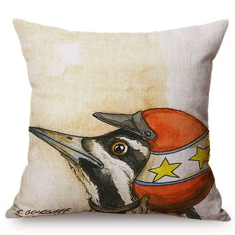 Nordic Comic Funny Dog Pilot Motorcycle Driver Home Decoration Throw Pillows Cases Humorous Dog Cosplay Roles Sofa Cushion Cover M083-8