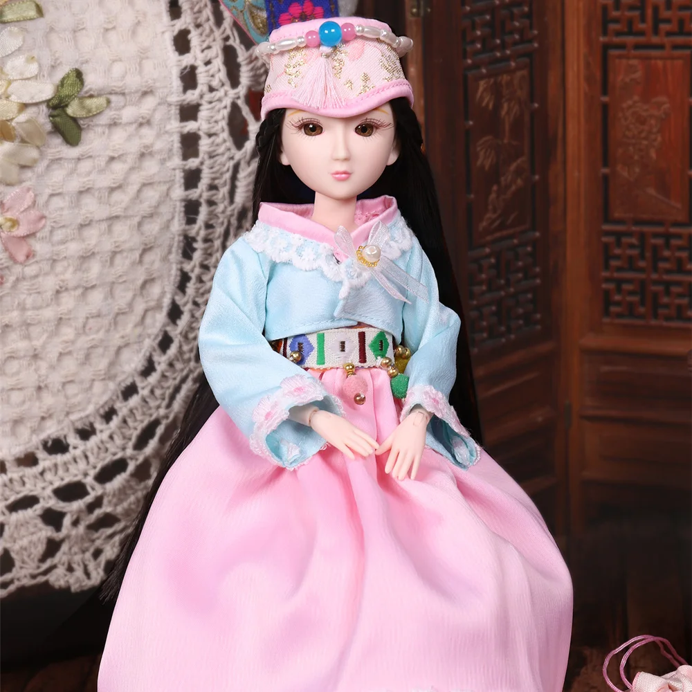 

Fortune Days 1/6 Xiaojing doll New ethnic style Korea 18 joint body with makeup 25CM High Quality Blyth dolls toys