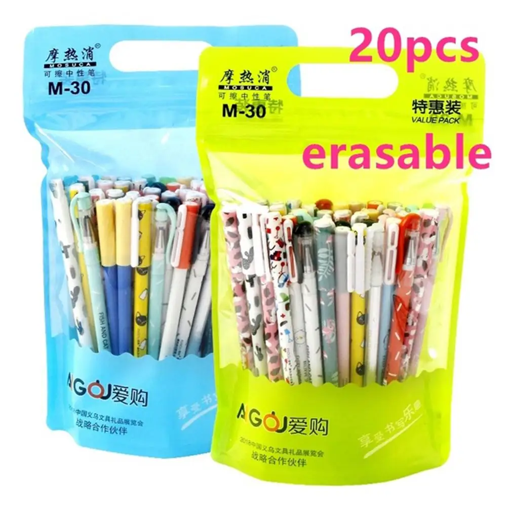 

20Pcs 0.35mm Cute Animal Black Blue Ink Magic Erasable Gel Pen School Stationery Good quality