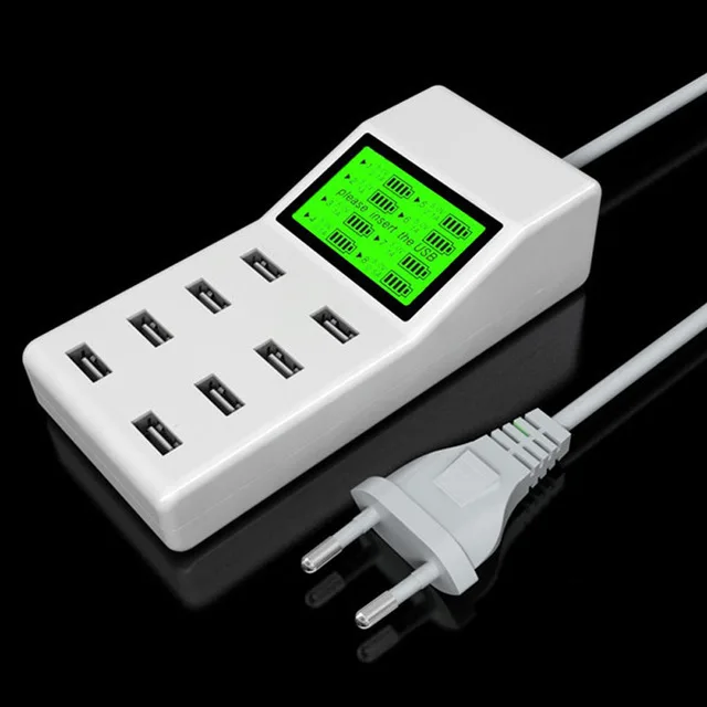 Универсальный 8 Порты USB LED Дисплей США ЕС Великобритания Plug Зарядное устройство адаптер Мощность полосы разъем адаптера Smart Зарядное устройство для Xiaomi - Тип штекера: Европейский Союз (ЕС)