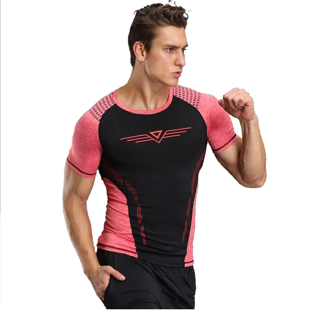 2017 quick dry compression men's running t shirt breathable sports ...