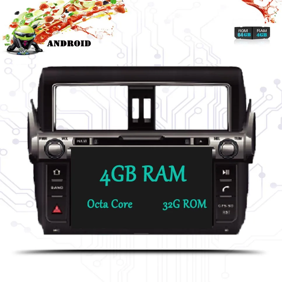 Автомобильный DVD плеер 9 дюймов Android 10.0Car GPS для Toyota Prado 150 2014 2015 2016 2017 с 4 Гб + 64 ГБ