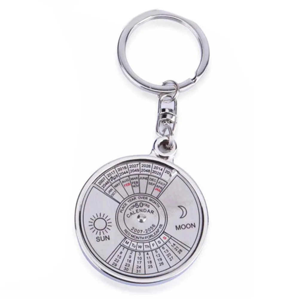 

50 Years Silver Alloy Key Chain Ring Keyfob Perpetual Calendar Keyring Keychain