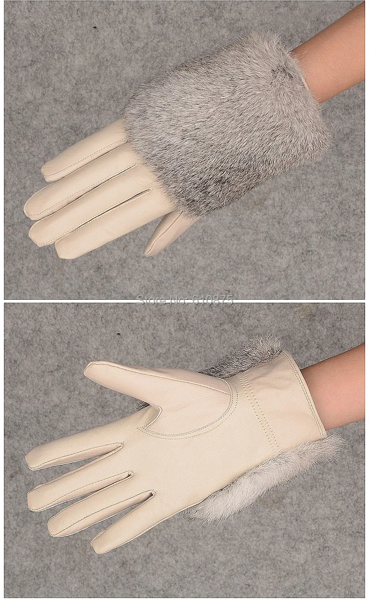 D50 женские зимние плюс размер плюс бархатные утепленные цветные перчатки из овечьей кожи с кроличьим мехом теплые перчатки из натуральной воловьей кожи A06
