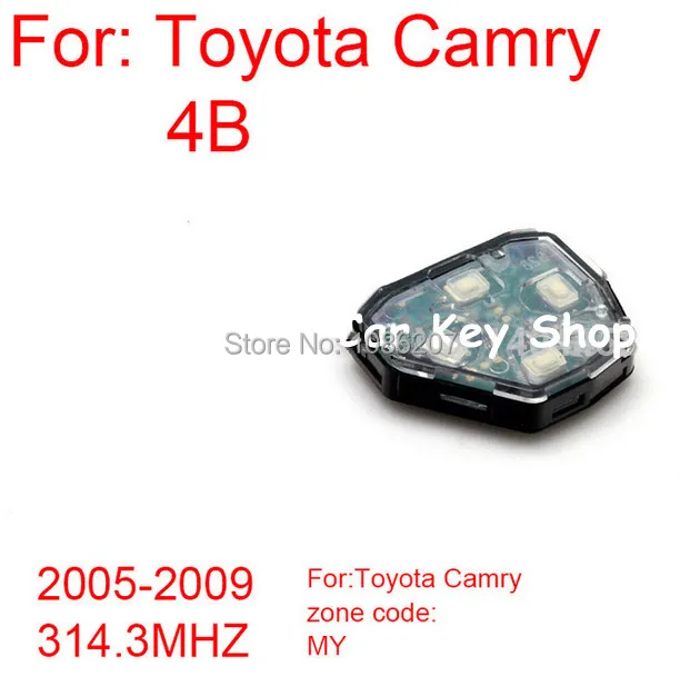 5 шт/лот ключ автомобиля Удаленная панель для Toyota Camry 4 кнопки дистанционного управления 2005-2009 314,3 МГц