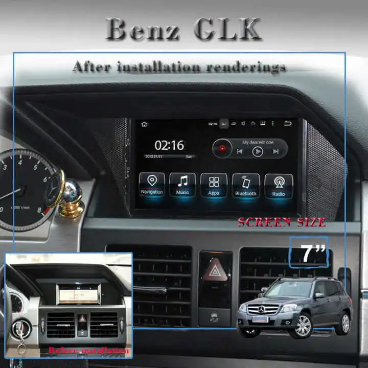 Discount 7" Android 8.1 Car Multimedia Player GPS Navigation for Mercedes Benz GLK X204 2008-2013 with BT DVD SD USB AUX WiFi 4Core 2+16G 7
