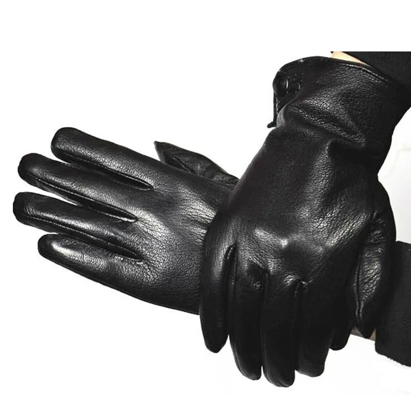 Guantes зимние перчатки мужские кожаные перчатки оленья утолщенная волна воды стиль поддельная подкладка осень и зима теплая