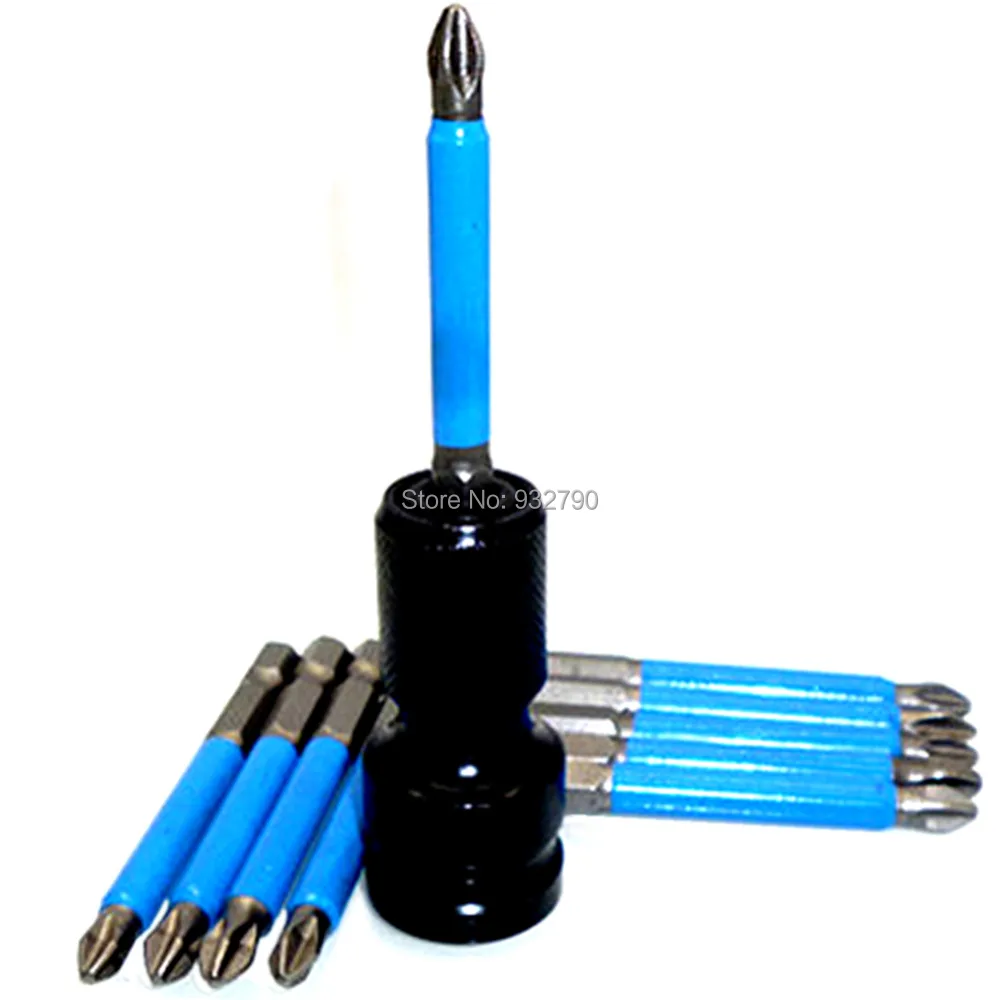 

1/2" To 1/4" Hex Shank Socket Adapter Screwdriver Bit Converter W/ 10pc PH2 70mm Impact Screwdriver Phillips Bits 1/4" Hex Shank