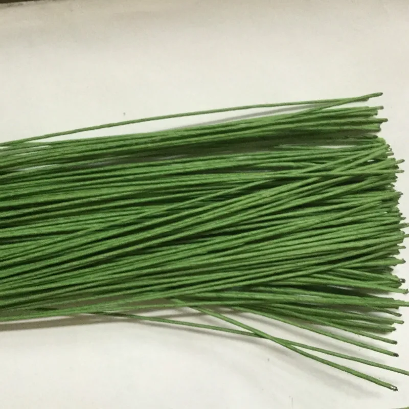 2#2 мм бумажные покрытые Цветочные проволочные стебли 40 см длина искусственный цветок стебель в зеленом цвете для декоративных цветов(100 шт./лот