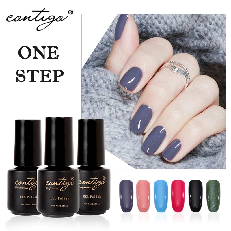 

CONTIGO Promotion 7ml One Step Gel Varnish Nail Art 3 in 1 UV Led Gel Nail Polish Long Lasting Lacquer For Nails Design Manicure