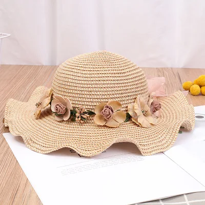 Family Matching Strew Bohemia Beige Mom And Me Flower Lace Hat For Kids Women Girl Star Sun Caps Beach Accessories