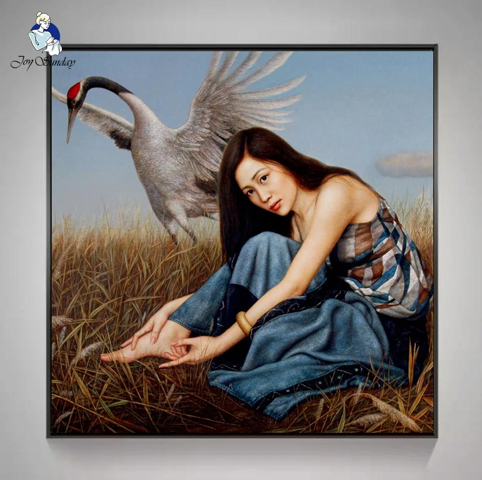 

JOY SUNDAY,Diy Diamond Painting Cross Stitch Diamond Mosaic Needlework Crafts Full Diamond Embroidery Blue skirt girl 8