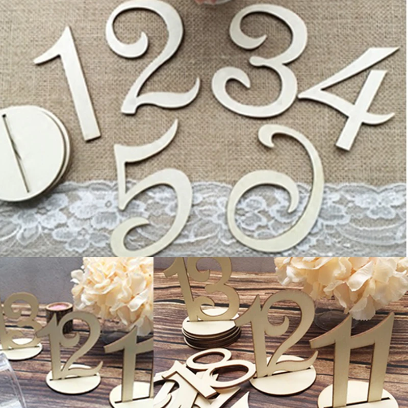 1-10/ 11-20 Digital Figures Table Wood Number Holder Wedding Place Card Holder 10pcs/set Fashion Wooden Seat Wedding Decoration