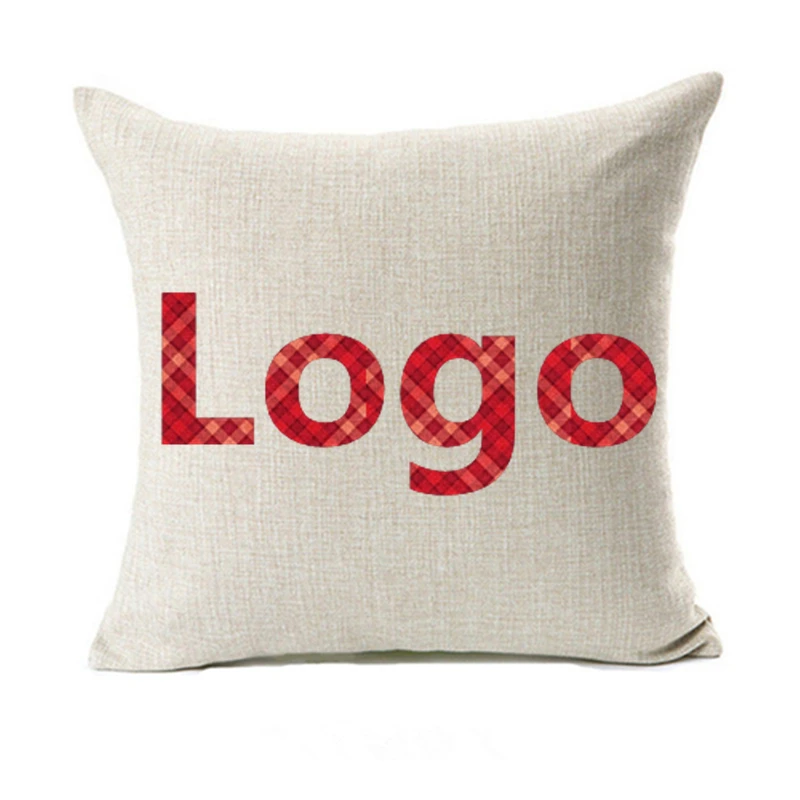 

Logo Print OEM Cushion Covers One Side Print Advertisement Promotional Gift Car Sofa Love Chair Throw Pillows Cotton Linen