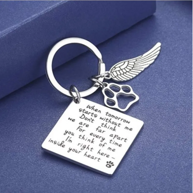 

new Loss of Pet Keychain - Pet Memorial Keychain Jewelry Angel With Paws, Family dog Family cat Family pet Keychain for Pet, Dog