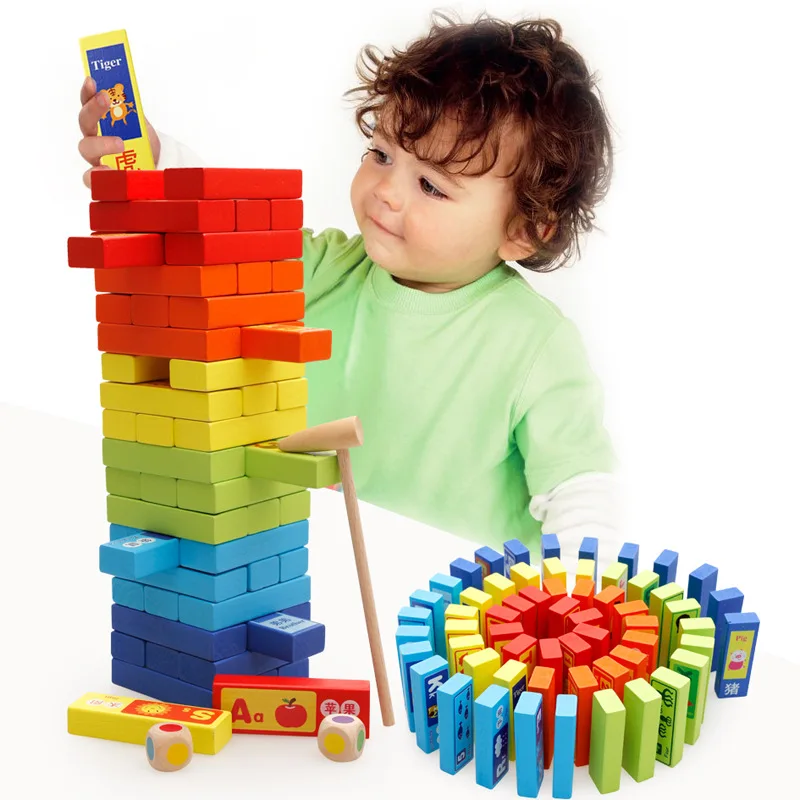 MWZ 60pcs Kids Classic Game Multicolor Stacking Blocks Zodiac Cognitive