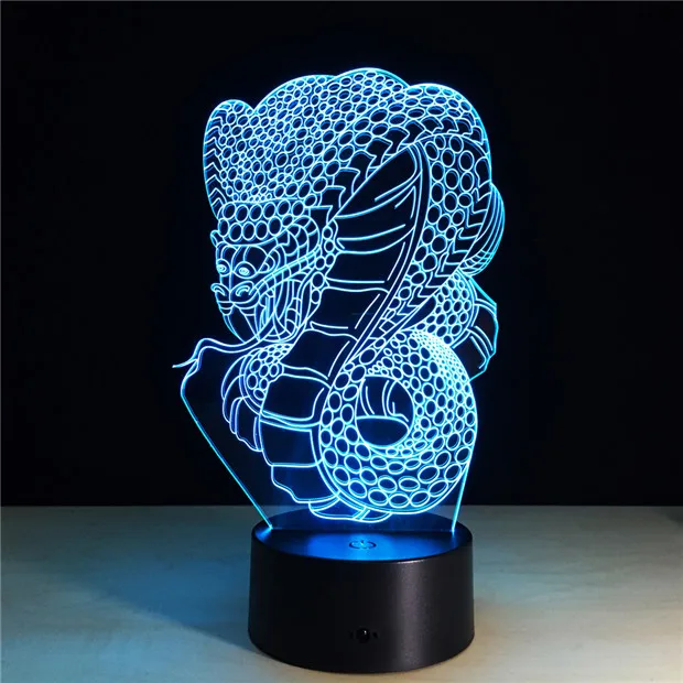 Змея Python 3D светодиодный ночник 7 цветов приглушить Иллюзия Спальня лампа ночник ребенок дети подарок на Рождество Новый лет