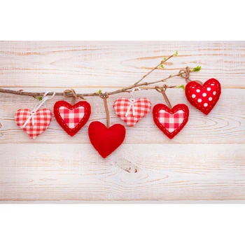 

Backdrop for Photographic Studio Valentine Sewed Pillow Hearts White Woodboard Romantic Customized Prop Background New Photocall