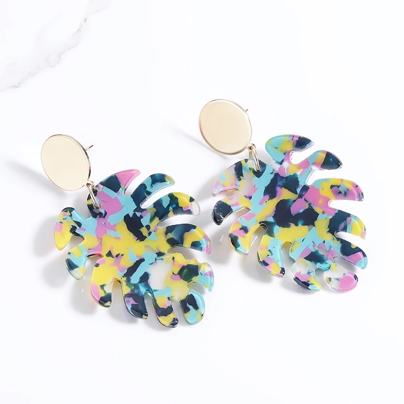 

Trendy Irregular Leaf shape Acid Acrylic Brincos Earrings for Women Elegant Design Jewelry wholesale gifts pendientes oorbellen