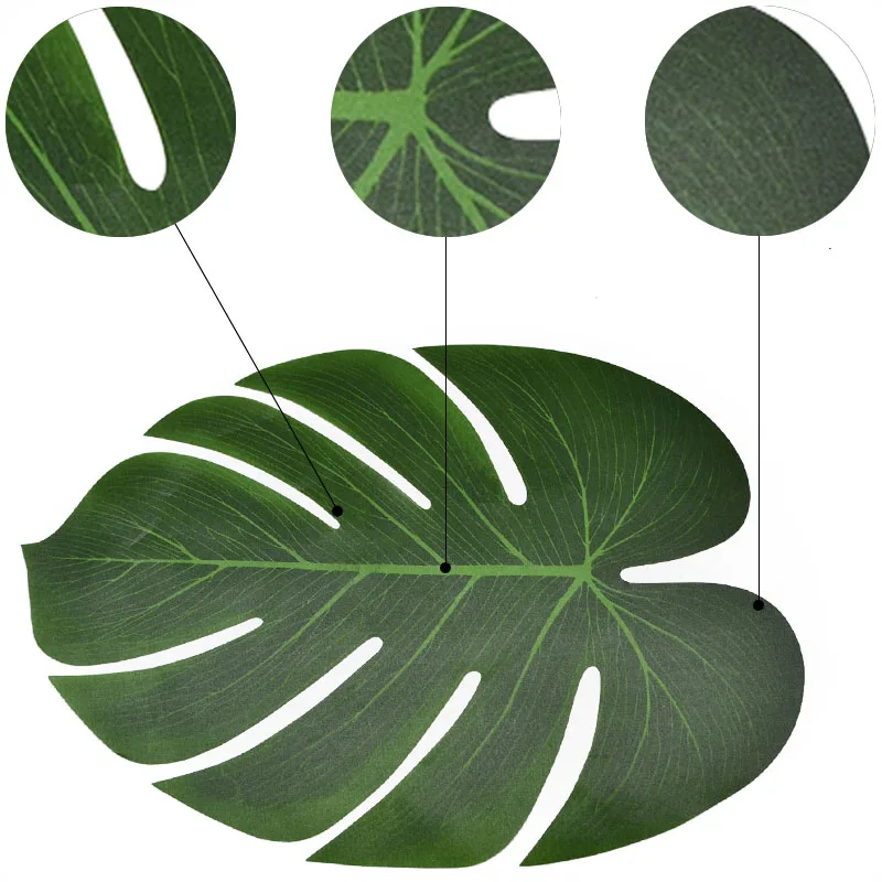 12Pcs Artificial Palm Leaves Hawaiian Luau Theme Party Decorative Palm Leaves for Wedding Decoration Summer Party Decoration