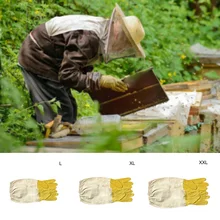 Желтые перчатки пчеловода из свиной кожи анти-пчелы разбивания защитные рукава для пчеловодства инструменты