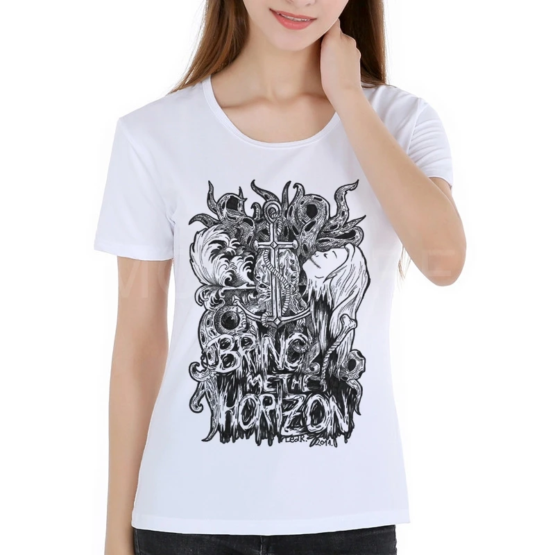

BRING ME THE HORIZON 2018 Fashion Shirt Women Casual Hip hop Streetwear T-Shirt Summer Lady Tee top brand clothing homme M15-2#