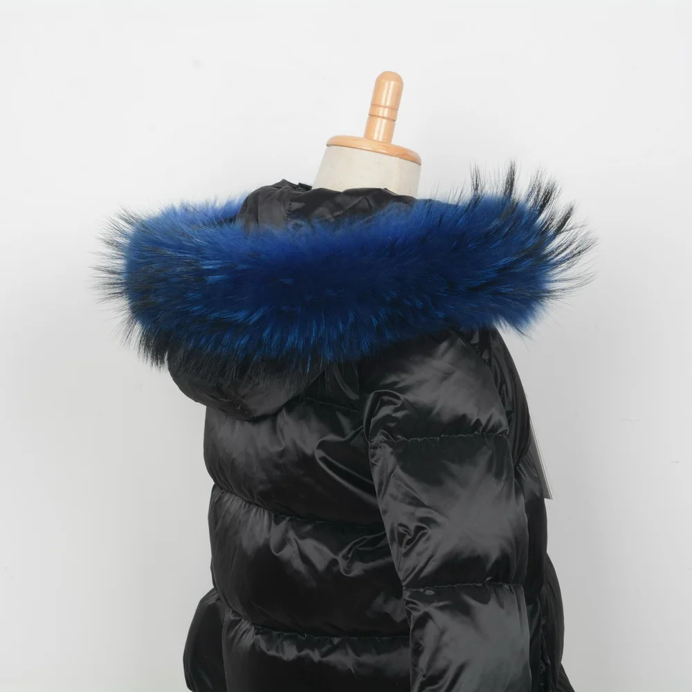 Популярный Стиль, натуральный мех енота, подкладка 65 см, Зимняя мода, отделка воротника для детей, взрослых, пальто с капюшоном S1690