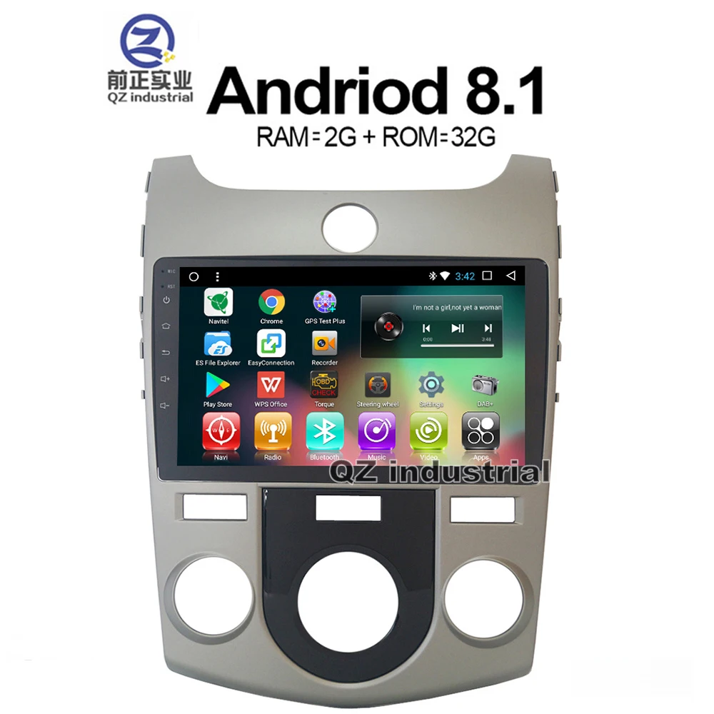 Best QZ industrial HD 9" Android 8.1 T3 Car DVD player For KIA Cerato Forte MT 2008-2011 with GPS 3G 4G WIFI Radio Navigation RDS Map 0
