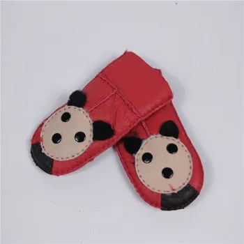 

2018 Winter Warm Gloves Kids Sheepskin Gloves Fur Thincken Mittens Children Cute Genuine Leather Gloves Wool Lined
