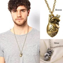 A16 Unique Retro 3D Anatomical Human Hollow Heart Pendant Necklace Sweater Chain T1557