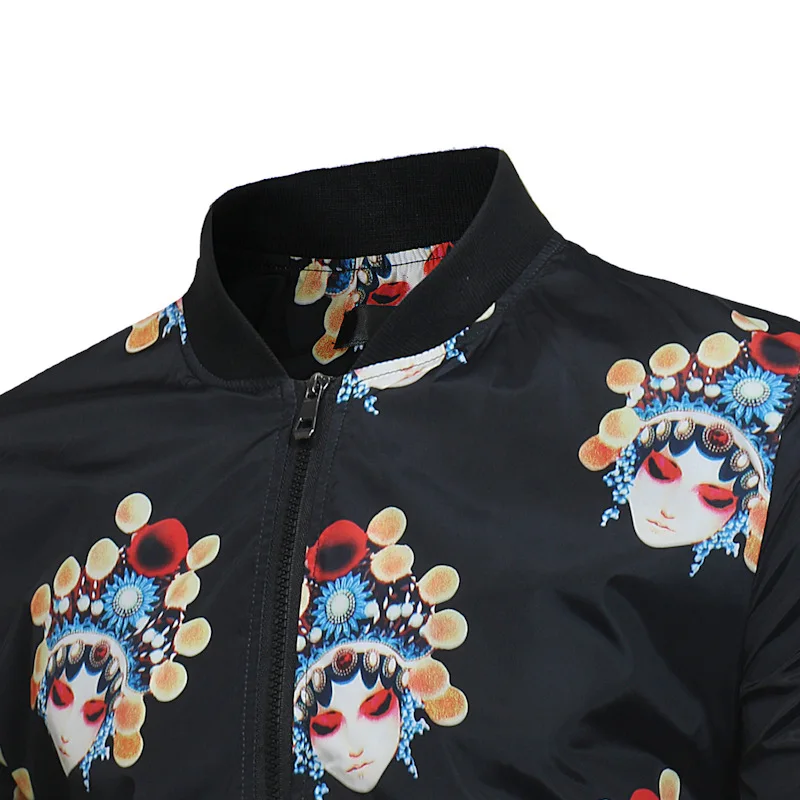 2019 Autumn Long Sleeve Men Jacket Chinese style Cartoon Printing Mens Casual Slim Fit Stand Collar Mens Jacket Coat 2019 Autumn Long Sleeve Men Jacket Chinese style Cartoon Printing Mens Casual Slim Fit Stand Collar Mens Jacket Coat