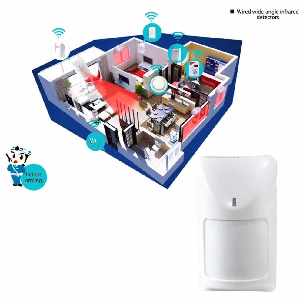 

Wired Infrared Detector Indoor Wide Angle PIR Detector 720 Household Business Security Burglar Alarm Accessory