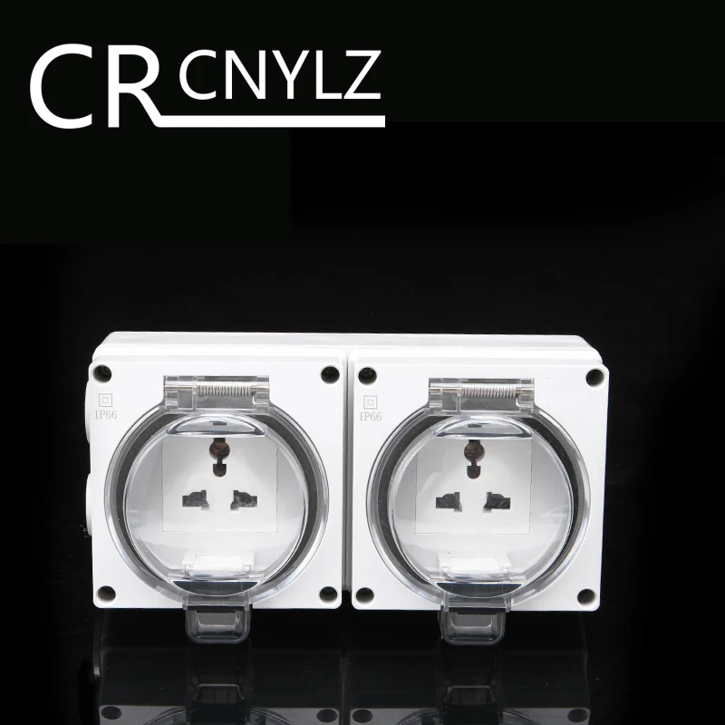 

IP66 waterproof industrial socket Multi-function outdoor waterproof outlet 2 Gang socket