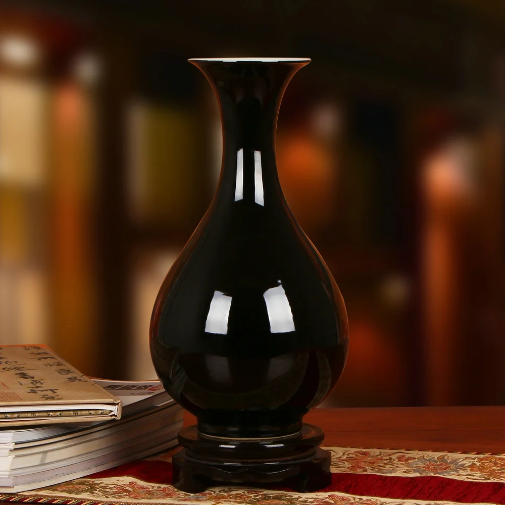 Jingdezhen антикварная ваза Цзиндэчжэнь черная фарфоровая Хрустальная глазурованная