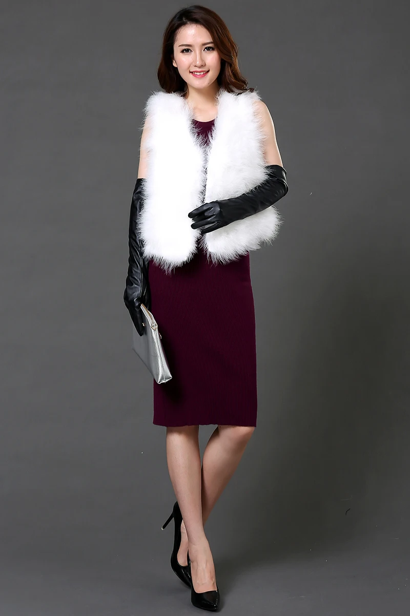 Новинка г. Лидер продаж для женщин зимние шифрование натуральные перья страуса Турция перо Мех животных жилет пальто