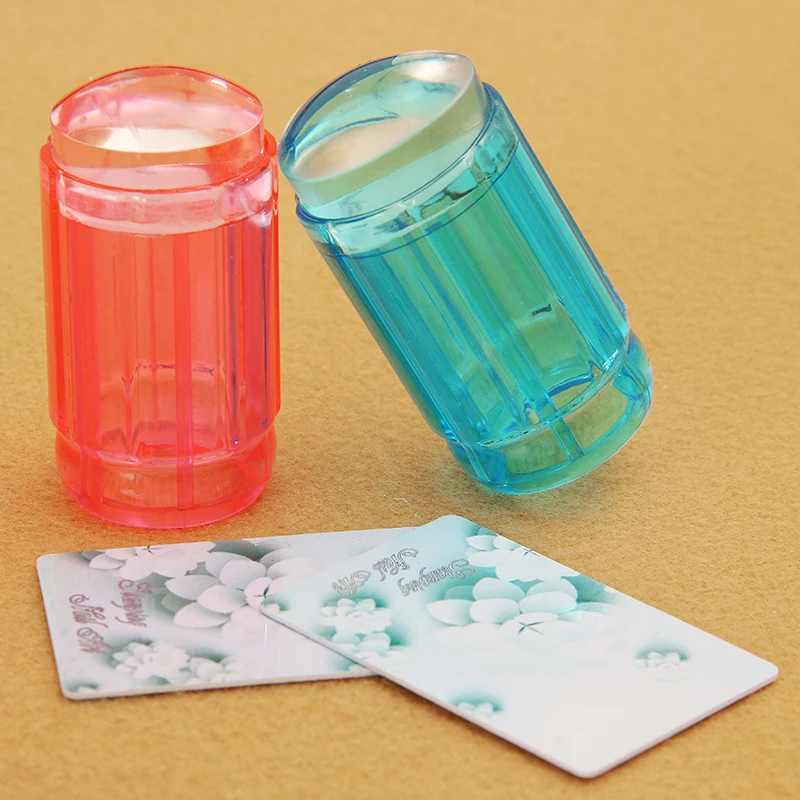 

1pcs New Red&Blue Clear Jelly Stamper 2.8cm Transparent Nail Stamping Stamp Scraper Polish Print Transfer Nail Stamper Tools