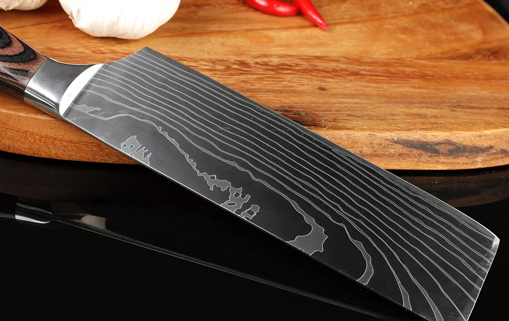 XITUO 7''Japan Santoku нож шеф повара из прочной нержавеющей стали, имитирующий дамасский узор, нож для овощей, удобная ручка