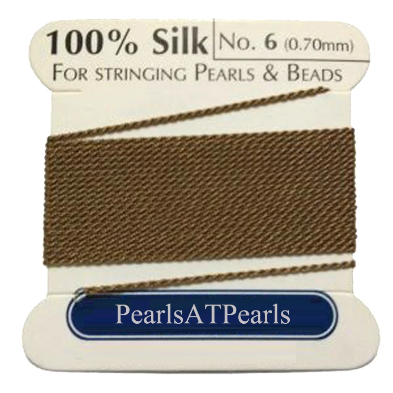 2M Long 0.7mm in Diameter Beige 100% Natural Silk Beading Cord with Needle Attached | Украшения и аксессуары