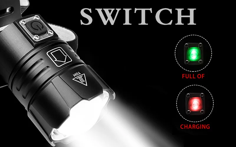 Мощный налобный фонарь 18650 лм, светодиодный налобный светильник XHP70.2, водонепроницаемый налобный светильник с зумом XHP70/XHP50, светильник-вспышка, лампа 8000, мА/ч