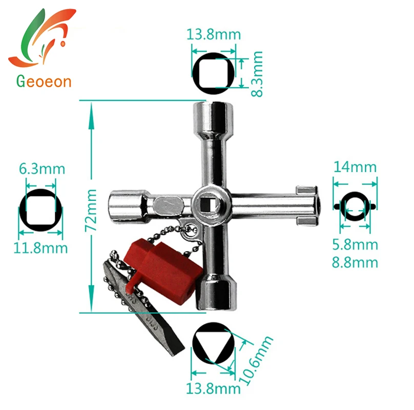 1PC 5 In 1 Cross Switch Key Wrench Spanner Universal Kirsite Square Triangle Train Electrical Cabinet Alloy A53 | Инструменты