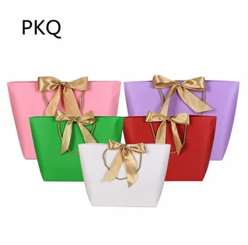 

30pcs 3 sizes Large Gift Bag with ribbon Colorful Paper Package Bag Multi-function Shopping Packaging Bag Ribbon Present Bags
