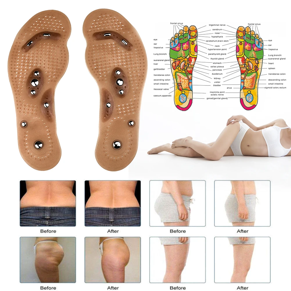 1 пара Acupressure стельки для похудения магнитотерапия массажный магнит для ног терапия Боль для ног Анти-усталость стельки для ухода за ногами
