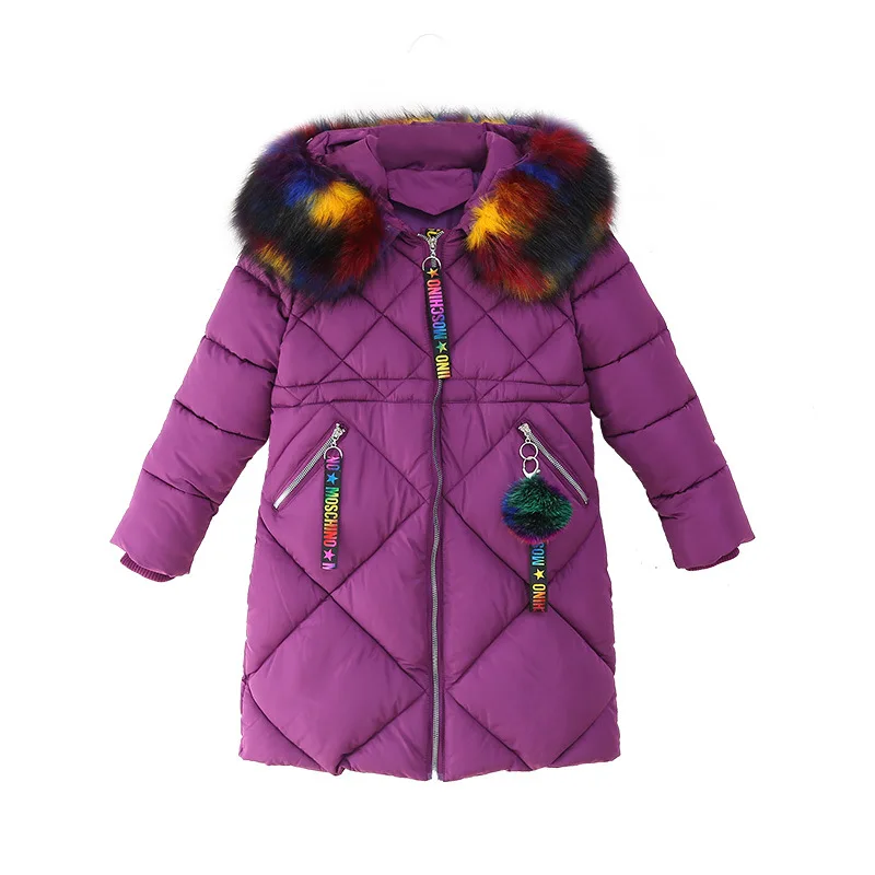

-30degrees Girls Cotton-padded Outerwear & Coats 2018 Winter Warm Children Clothes Fashion Multicolour Fur Collar Jacket 3-16 Y